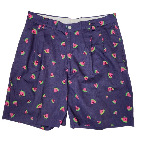Lilly Pulitzer Vintage Mens Watermelon Print Pleated Front Khaki Shorts 38 - Picture 1 of 5